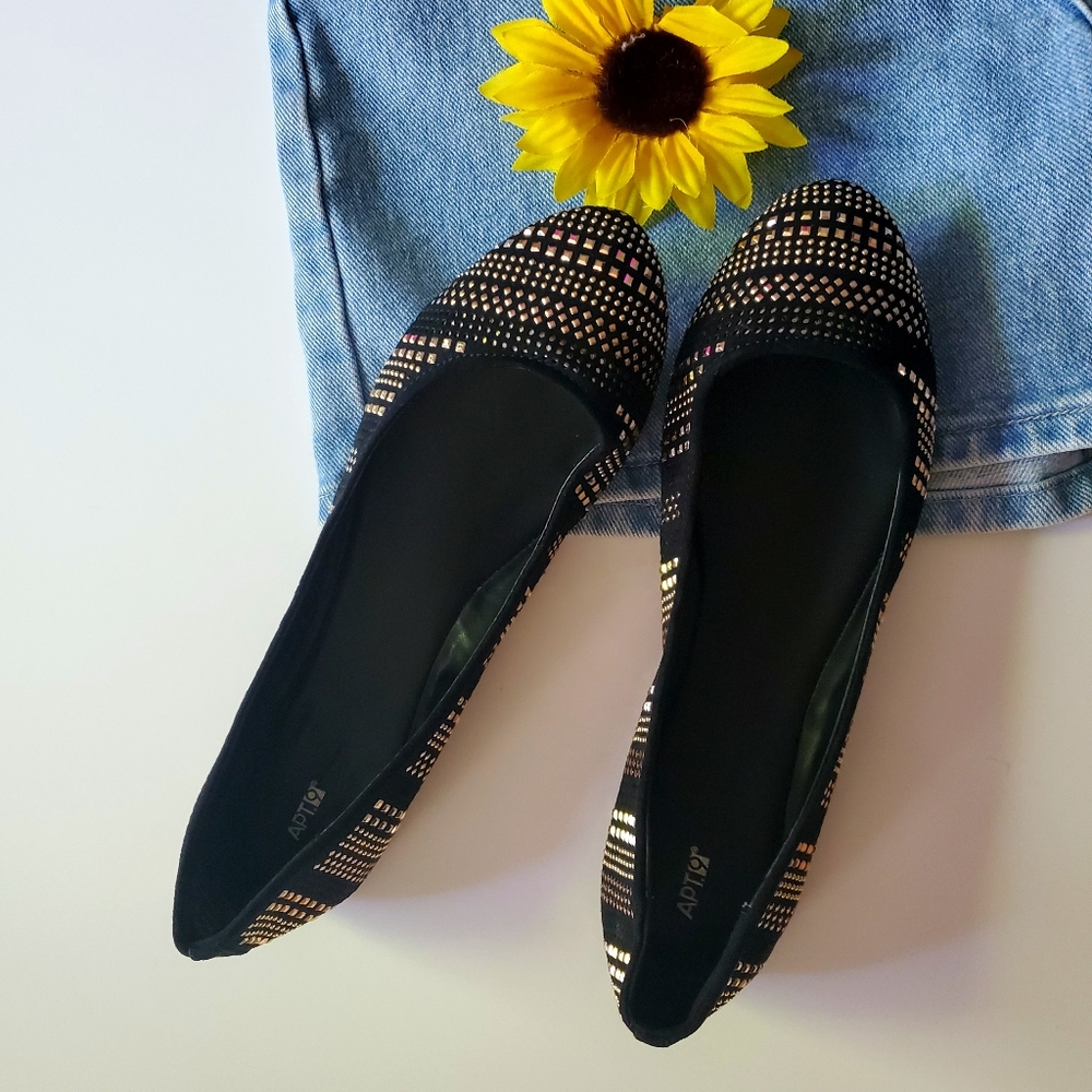 Apt 9 New Bejeweled Black Flats ♠️🌼♠️
